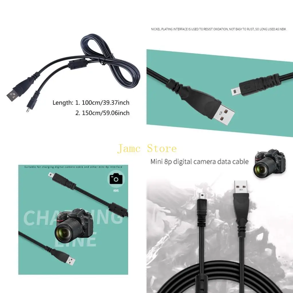 

LX0B Universal Digtal Camera 8pin Зарядная адаптер кабеля 1/1,5 м USB -линия данных Digtal Camera Accessories