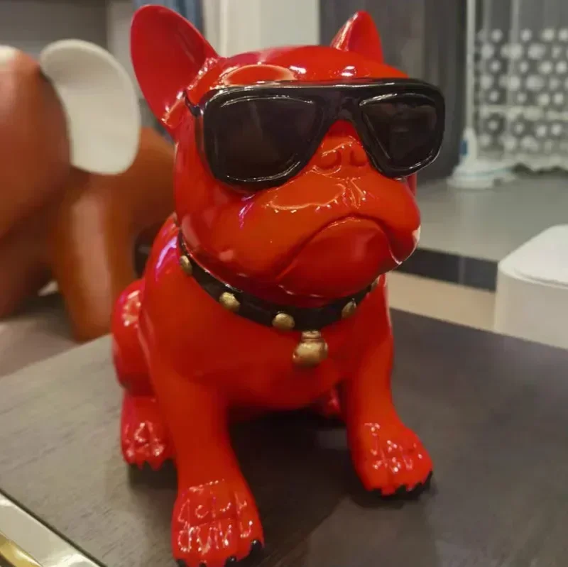 Cool French bulldog sculpture can not get out Piggy bank Home decor sunglasses dog can take out Piggy bank large capacity gifts