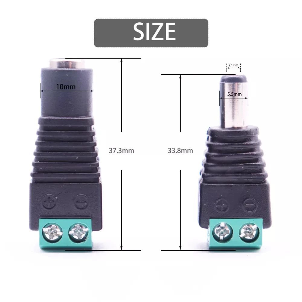 Male and Female DC Connector 5.5mm x 2.1mm Jack Socket LED Adapter For CCTV Power Convert LED Strip Light Connection image 2