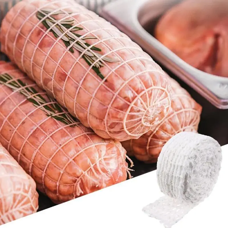 3M Meat Cotton Mesh Bag Ham Sausage Mesh Pork Roll Rope Sausage Mesh Cover Meat Cooking Tools Hot Dog Ham Elbow Fixed Mesh Bag