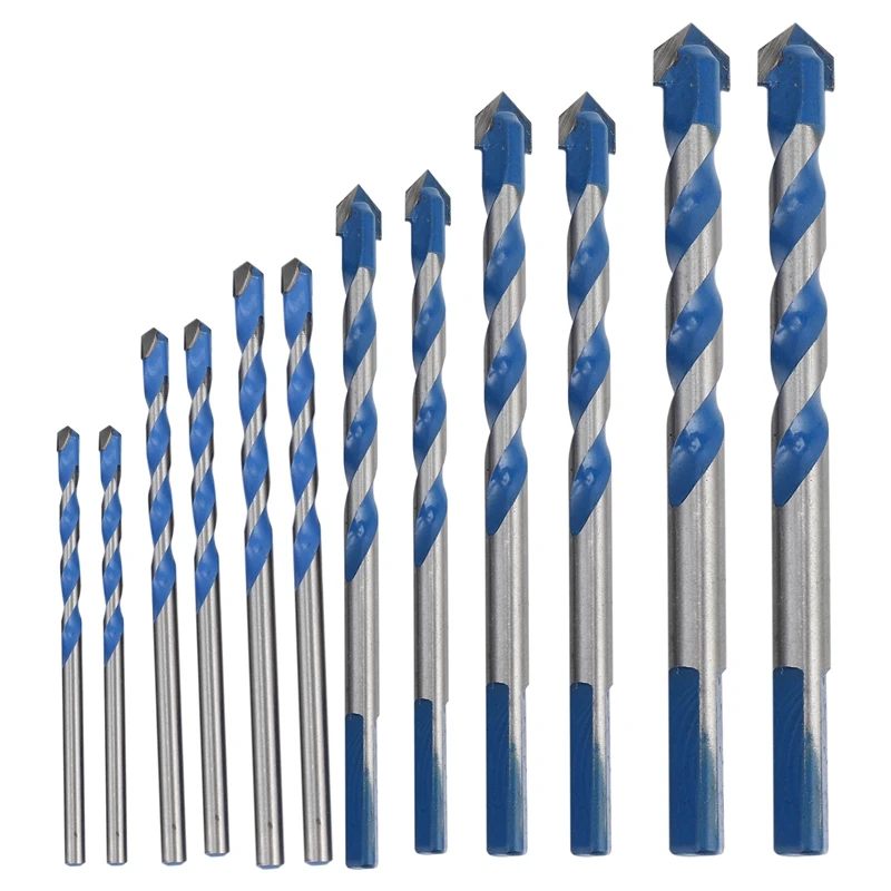 

New 12 Pcs Masonry Drill Bits Set 3Mm To 12Mm Carbide Twist Tips For WALL, BRICK, CEMENT, CONCRETE, GLASS, WOOD) Have Industrial