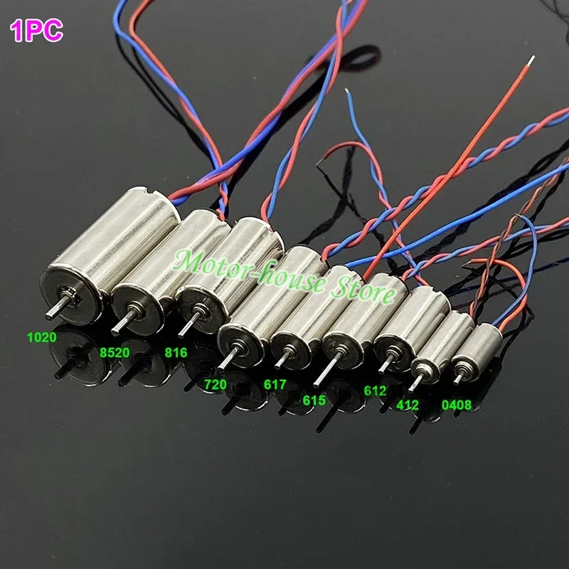Lcuihong-Mini moteur à courant continu 1PCS DIY RC Moteur quadricoptère de drone, DC 3V-3.7V Moteur Noreless, 0408 412 610 612 614 617 720 816 820 8520 1020, grande vitesse Strong magnétique Pièces de