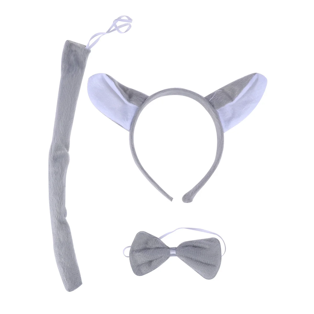 3Pcs Animal Headband Dog Ears Bow Tie Tail Set Halloween Party Cosplay Accessories Kids Adults Costume Dog Costume
