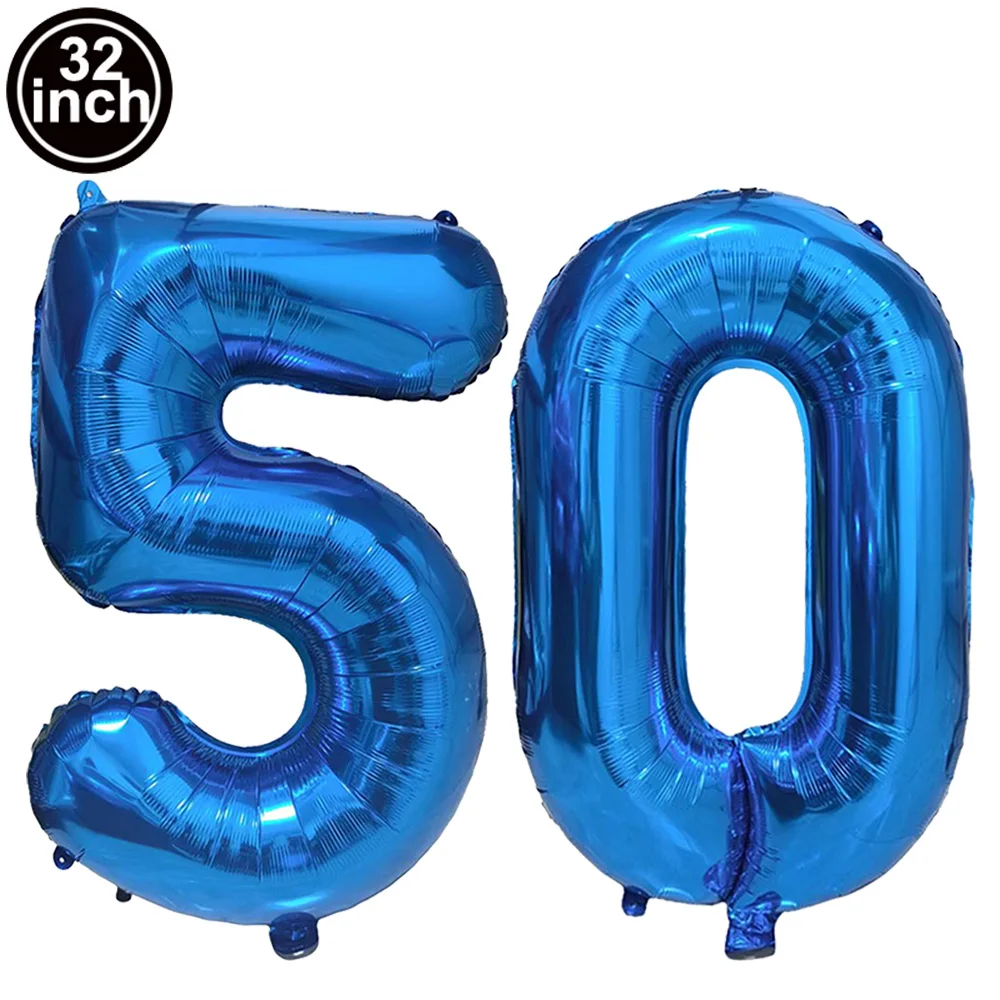 Blauer Ballon mit großen Zahlen, 32 Zoll, 0, 1, 2, 3, 4, 5, 6, 7, 8, 9, Geburtstag, Bachelorette-Luftballons, Figur, Golob-Party-Ballon-Dekoration