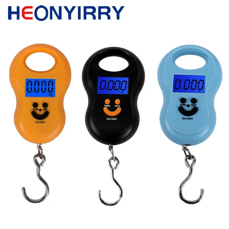 Portable 50Kg 10g Hanging Scale  Digital Scale BackLight Electronic  Fishing Weights Pocket Scale Luggage Scales Black