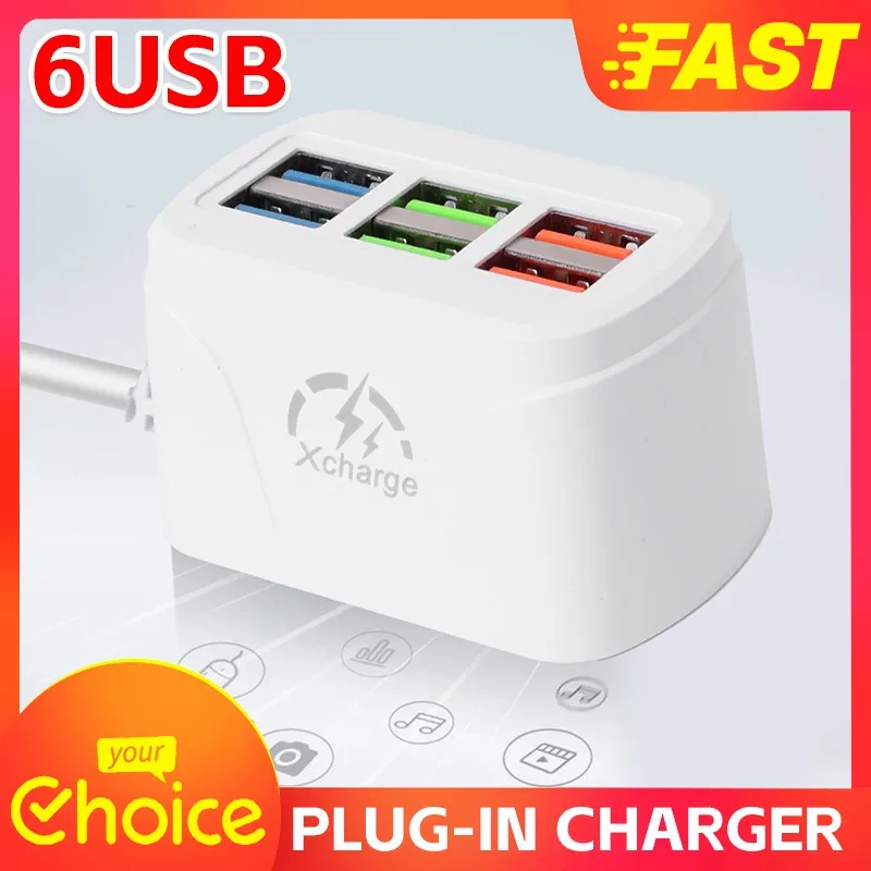 3.1A 6USB Charger Fast Charging EU US Plug Wall Charger USB Hub Adapter 6 Ports USB Quick for Mobile Phone IPad Socket Splitter