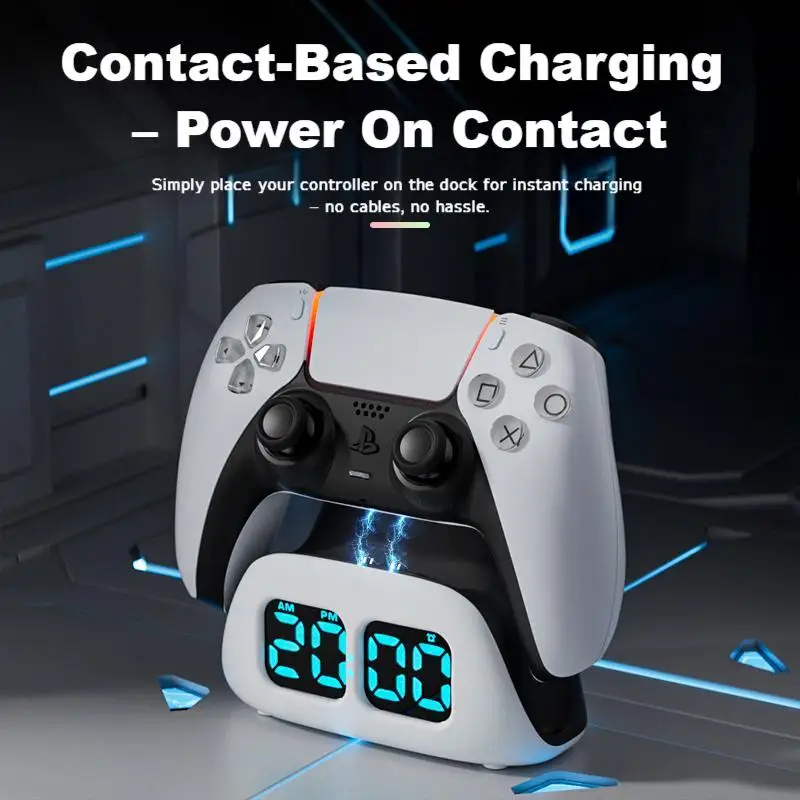 AOLION For PS5 Controller Clock Charging Base for PlayStation Edge Wireless Fast Charging Charger Desktop Storage Base accessory