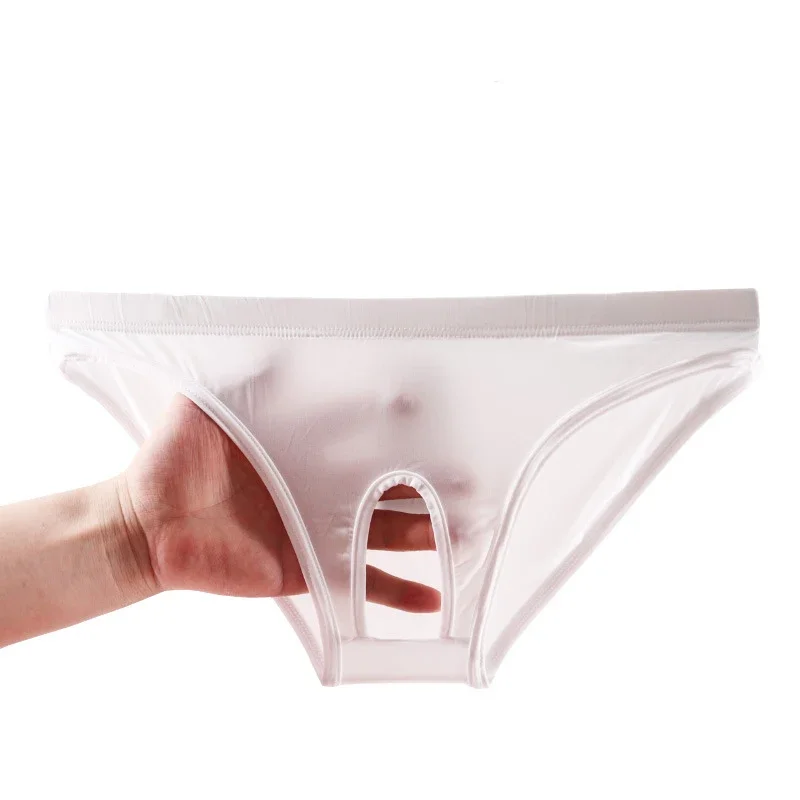 

Men Ice Silk Open Crotch Briefs Gay Erotic Briefs Open Exposed Cock Underwear Sissy Panties Lingerie Micro Thong