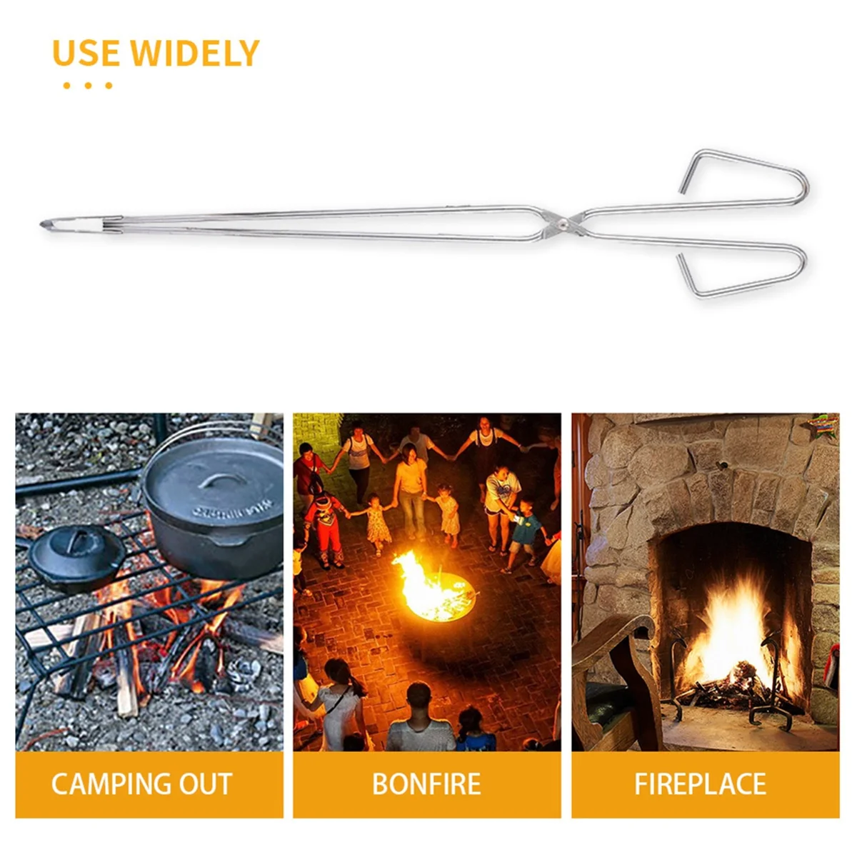 Pinze per carbone Pinze per bastoncini versatili, pinze per barbecue durevoli in acciaio inossidabile, pinze per carbone XQ