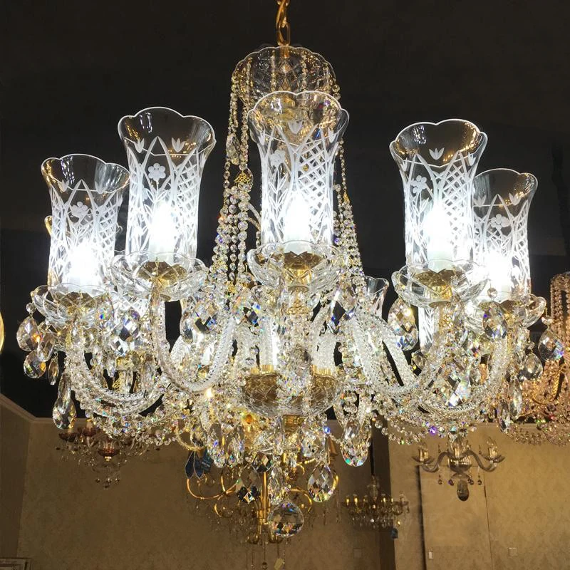 Transparent Large Crystal Chandeliers Engineering Lights Creative Personality Staircase Luminaire Home Lighting Contemporary