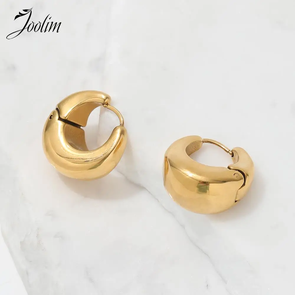 Joolim-pendientes de acero inoxidable para mujer, joyería de gama alta, PVD, venta al por mayor, resistente al agua y sin deslustre, gota de agua minimalista, Huggie