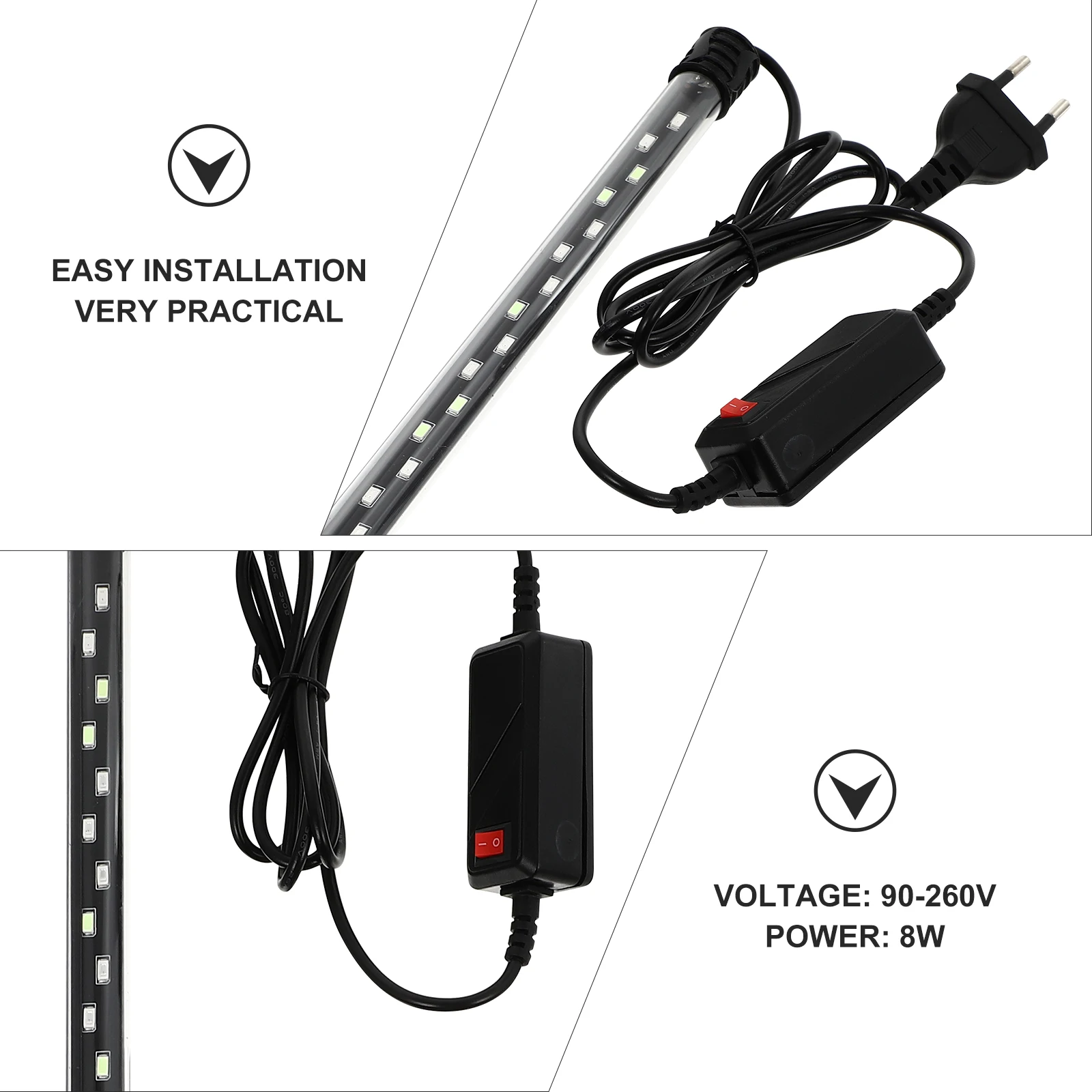 Luz Led impermeable para acuario, enchufe europeo, iluminación de Color mejorada, lámpara para acuario, planta acuática, decoración de paisajismo, 1 ud.