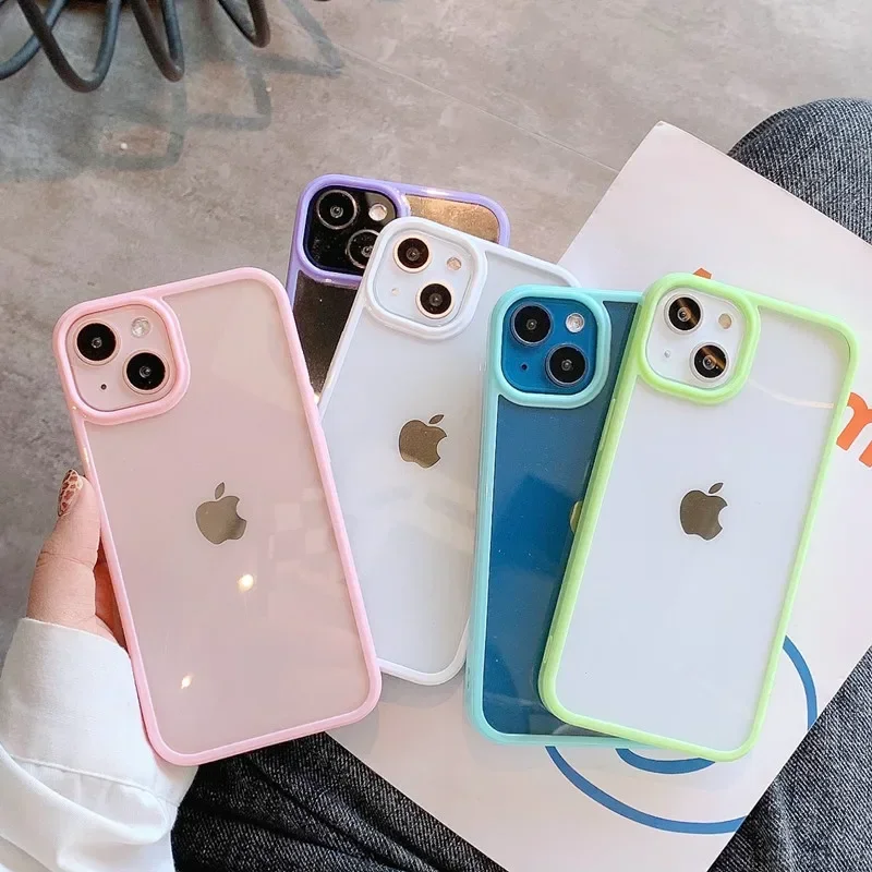 

Candy Transparent Phone Case For iPhone 13 12 mini 11 12 14 Pro X XR XS Max 7 8 15 Pro SE 2020 Shockproof Back Case Cover