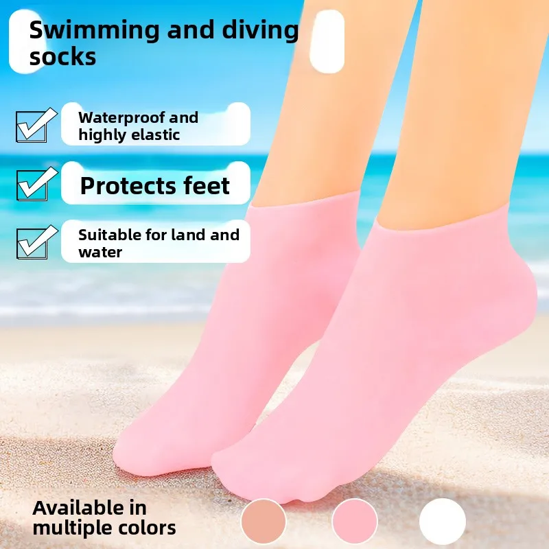 Waterproof Silicone Socks Unisex Soft Bottom Swimming Diving Snorkeling Socks Men's Elastic Breathable Creek Crossing Beach S...