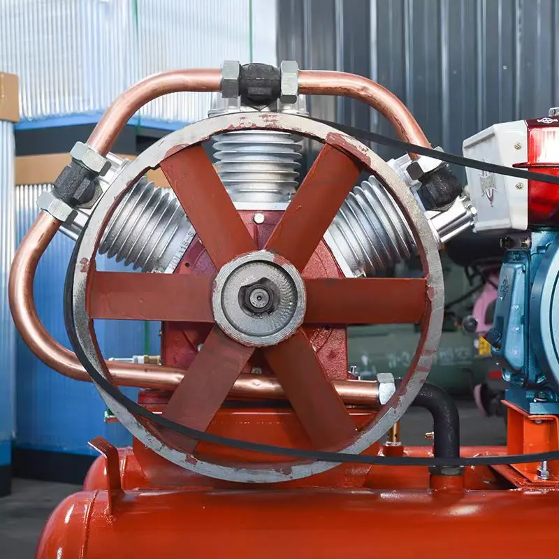 3.0/5 Mine Mountain Auto Repair Screw Air Compressor Red Five Ring Piston Diesel Compression Lubricated Painting Style