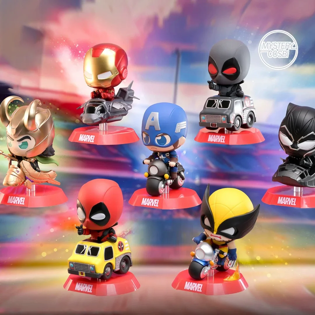 

Marvel Comics Heroes Blind Box Cosbi Rider Mini Vehicle Series Adorable Action Figure Desktop Ornament Toys Gifts