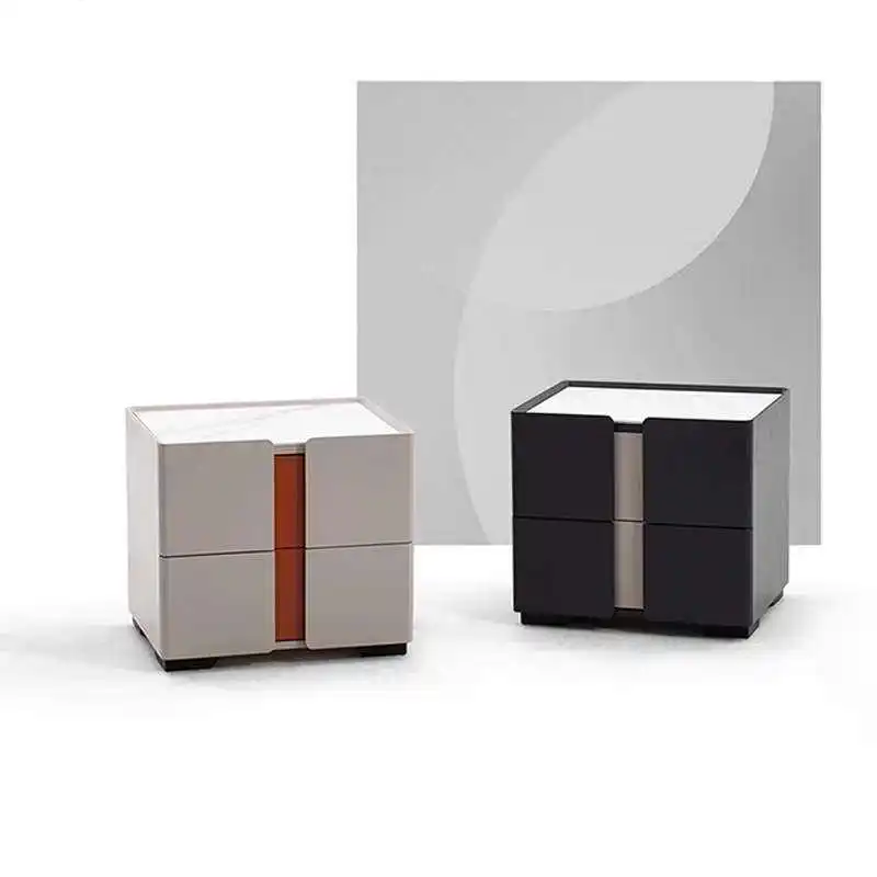 *Modern stylish rock slab top nightstand with creative design, sleek elegant look and practical storage function,sturdy structur