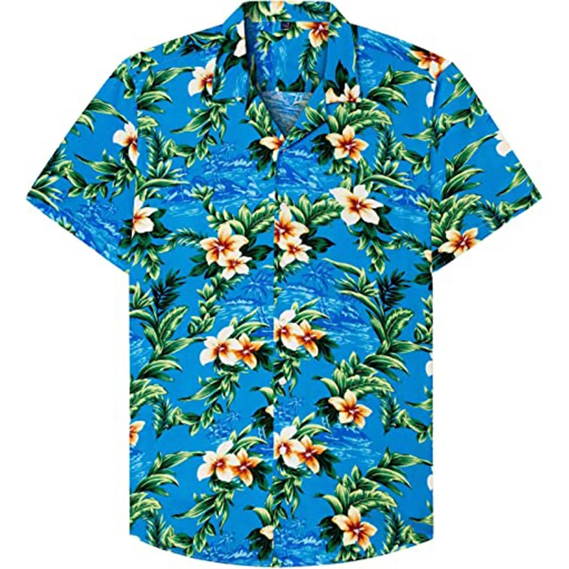 Tropical Rainforest Shirts for Men Clothing 3D Printing Hawaiian Beach Shirts Short Sleeve y2k Tops Vintage Clothes Lapel Blouse