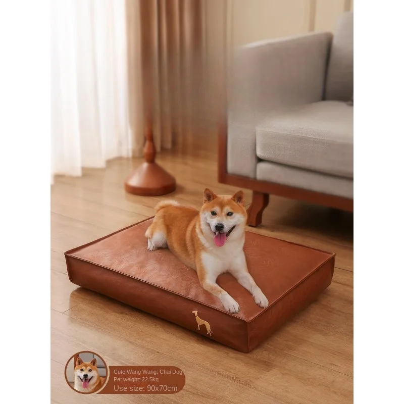 

Big Dog Bed with Tear-resistant and Waterproof Leather, Four-season Universal Dog Bed for Large Breeds