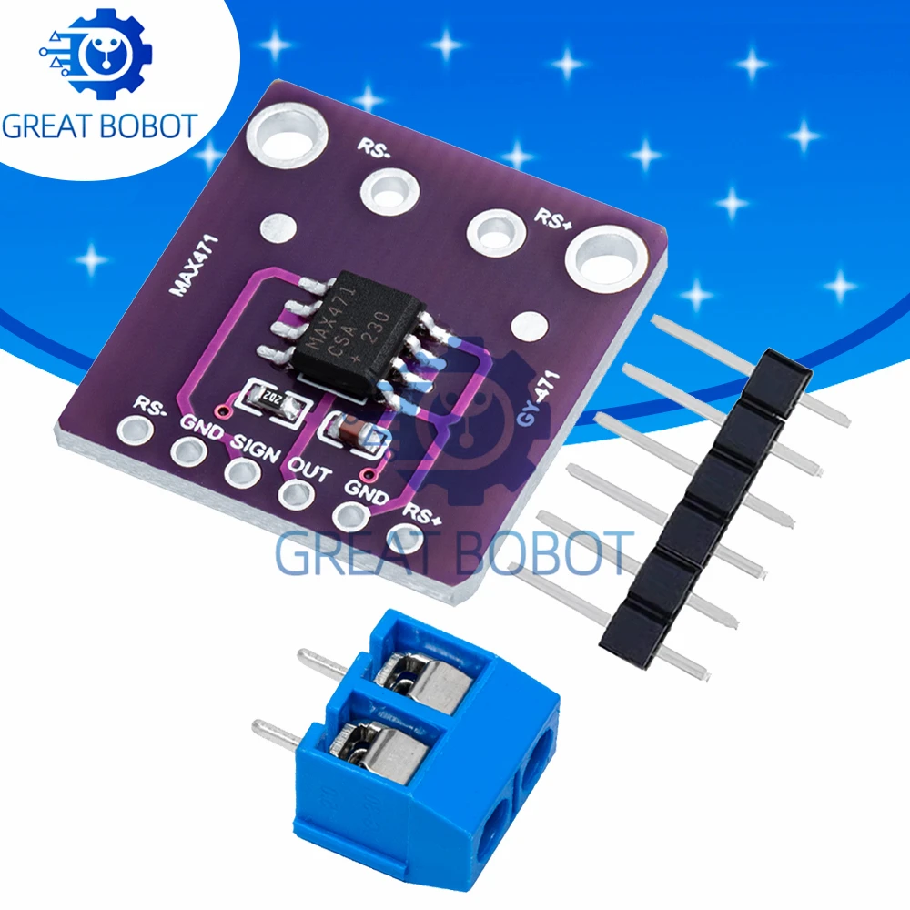 MAX471 GY‑471 3A DC Current Sensor Module 0‑30V Current Monitoring Unit for Arduino Projects