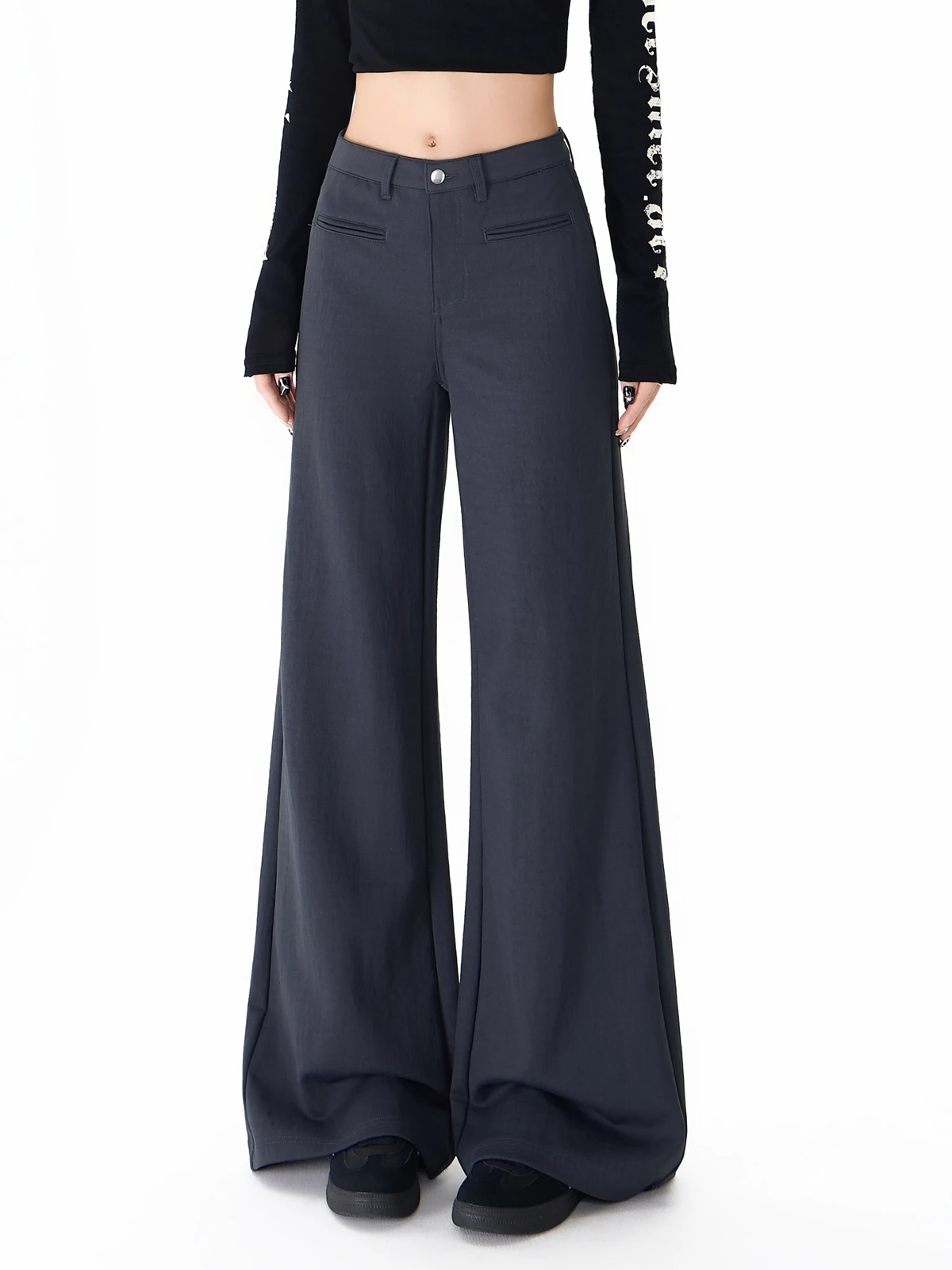 

Новые элегантные офисные брюки ZHISILAO с широкими штанинами, прямые, повседневные, мягкие, с высокой талией, весна 2026