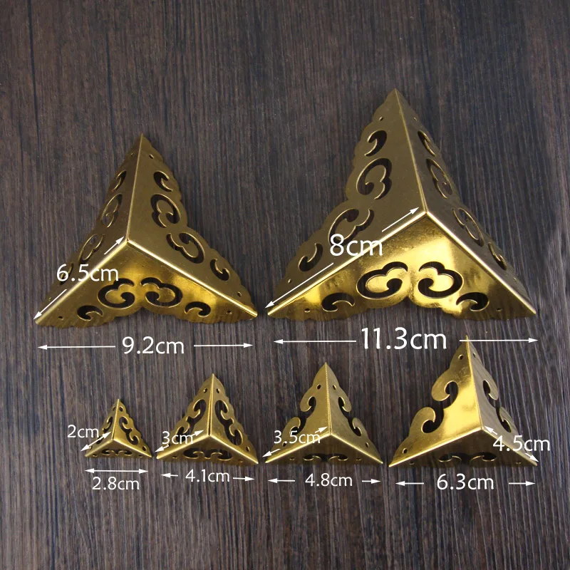 Antique Chinese pure brass decorative furniture copper accessories package corner protection three-sided bread corner