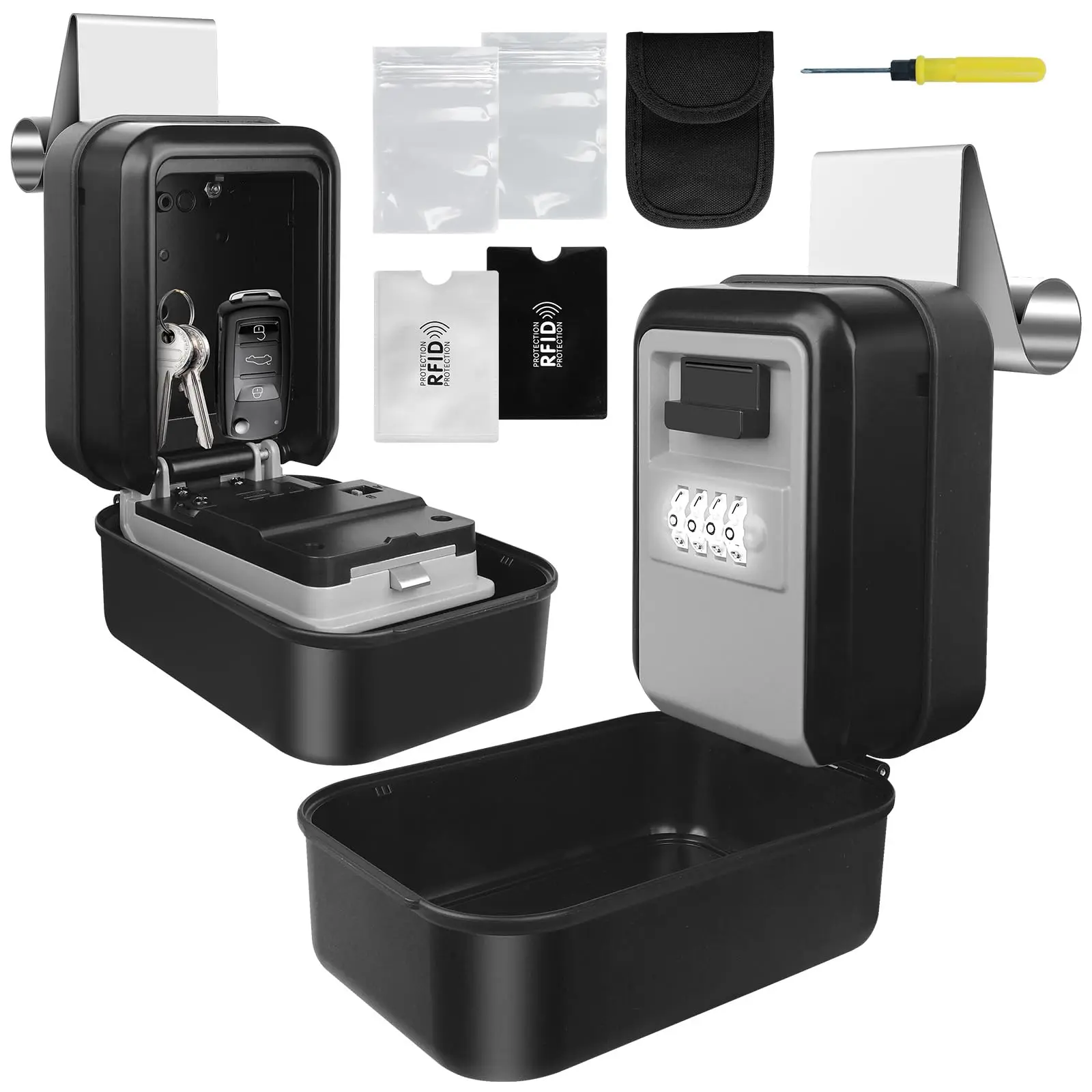 Car Key Lock Box with Light Up Dials Metal Body Key Lockbox for Car Window Scratch-proof Intended for Car-Sharing Vehicle Rental