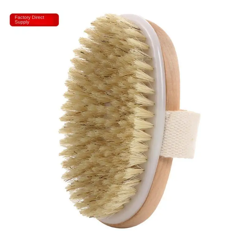 1PCS Wet Dry Dual-purpose Skin Body Natural Bristle Brush Soft SPA Brush Bath Massager Home Bathroom Exfoliator Shower Brush