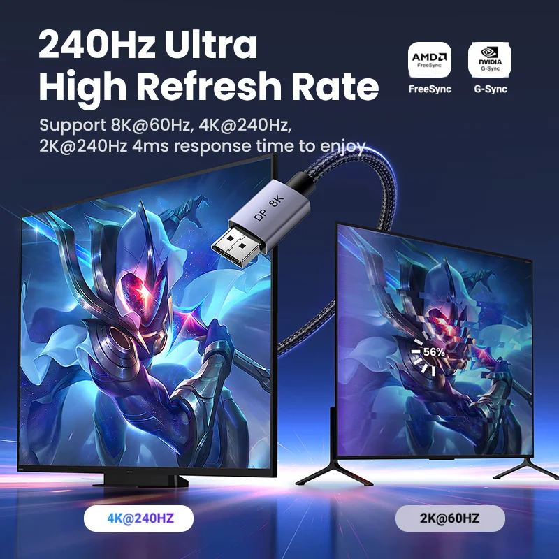 UGREEN DisplayPort Kabel 8K DP 1.4 Adapter 2K165Hz 32,4 Gb/s Kabel do PUBG Gaming Play do komputera PC Monitor Projektor — zdjęcie 3