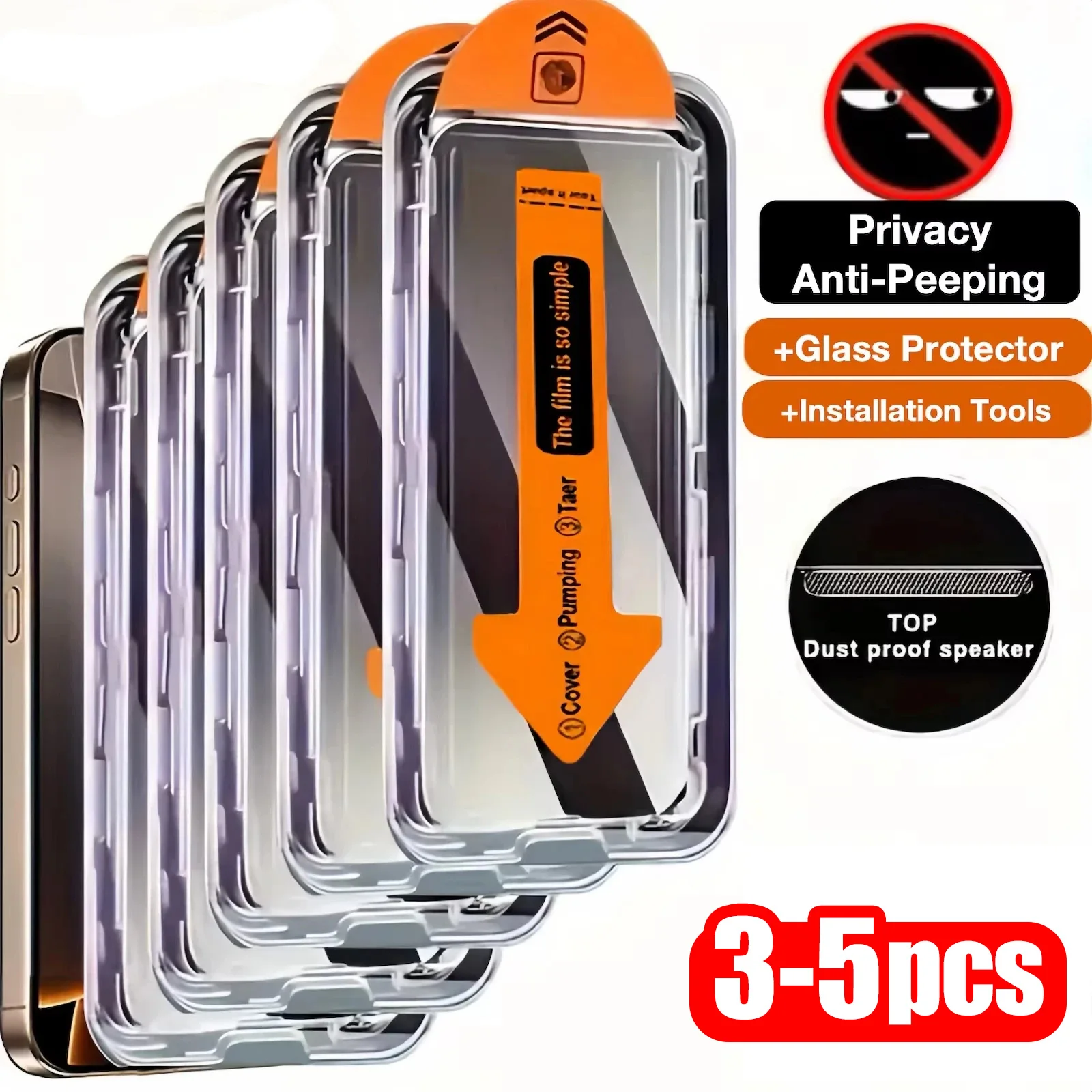 3-5 Stück Sichtschutz-Displayschutzfolie für iPhone 18 Pro Max 17 16 15 14 13 11 12 8 Plus 7 XS X XR 17promax Anti-Spionage Gehärtetes Glas