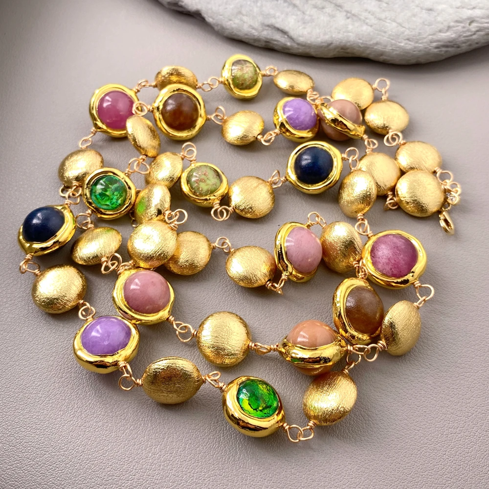 Bohemian Multi Color Jade Murano Beaded Multi Strands Necklace Fashionable Choker Jewelry for Women Boho Style Accessory