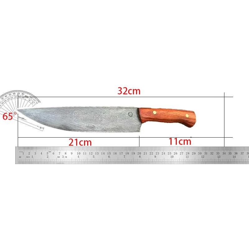 8.3 Inch Husa Knife Handmade Damascus Steel Blade Sharp Chef Cleaver Sashimi Slicing Fish Sushi Kitchen Knives Rosewood Handle