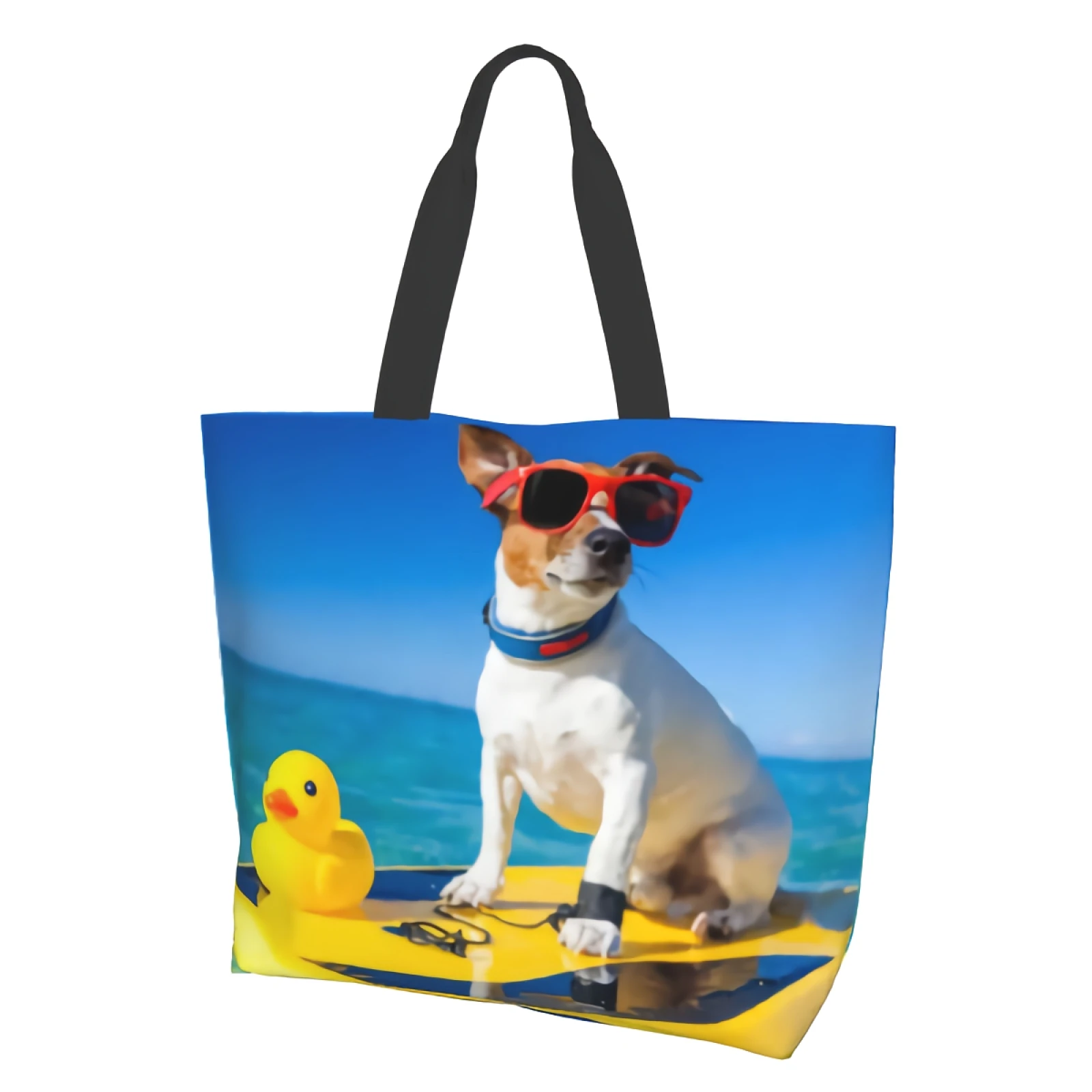 Tote Bag Dog Surfing Travel Shoulder Bag Handbag Purse for Yoga Gym Travel Beach