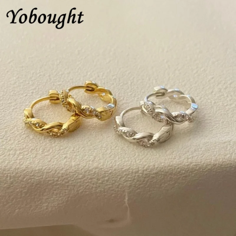 

Korean 925 Sterling Silver Earrings With Women's Fashionable Weaving Design And Simple Temperament Earrings 12MM