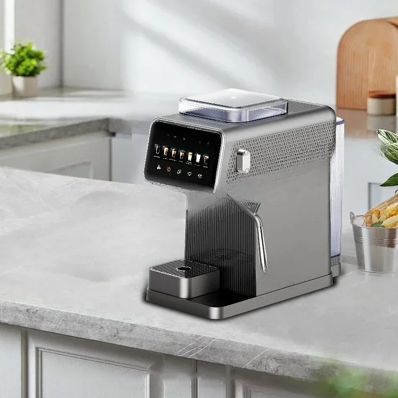1.2L water tank brewing system 7 flavors optional single cup double cup coffee machine with milk foam function