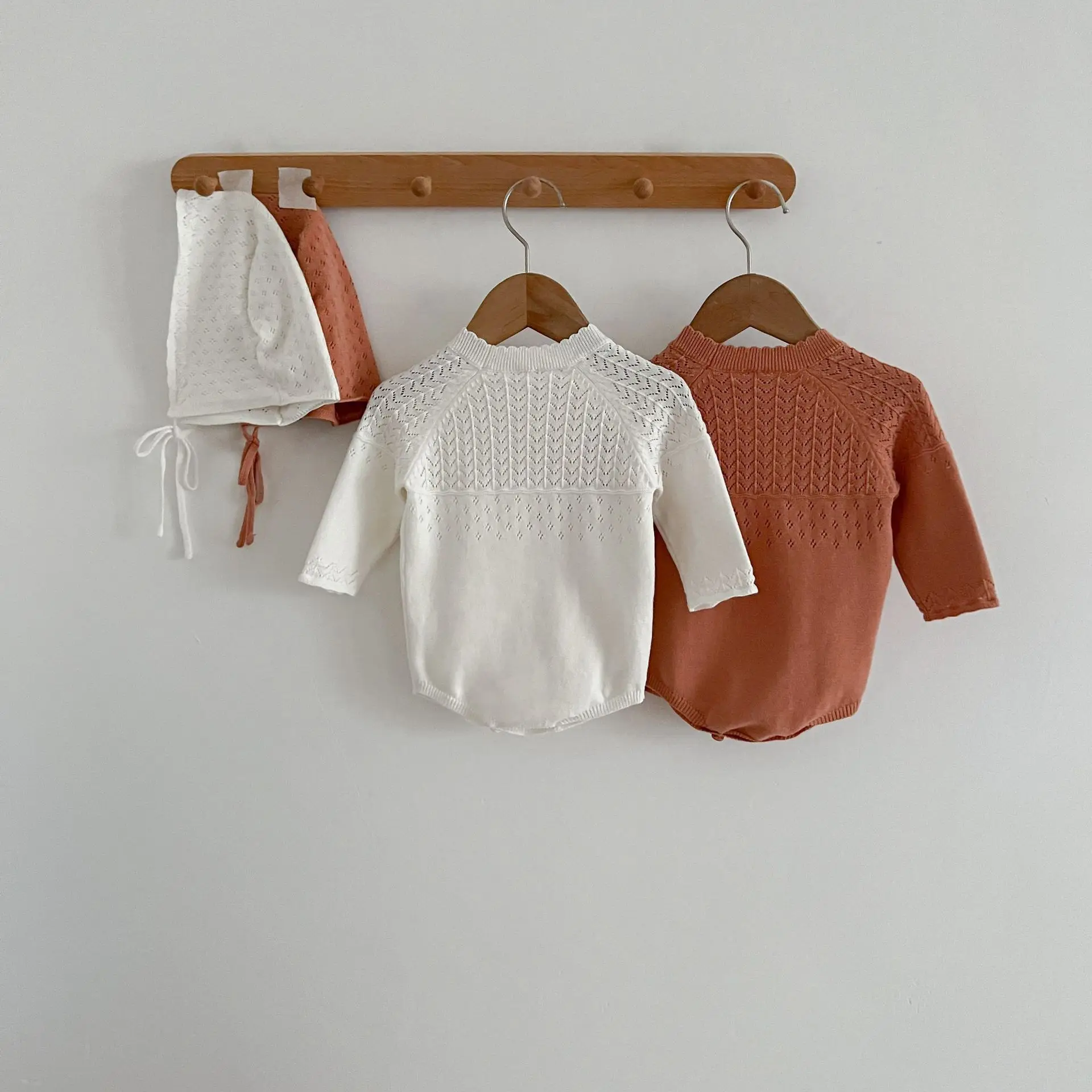 0-2Y Stricken Neugeborenen Overall Baby Mädchen Junge Frühling Herbst Kleidung Nette Langarm Pullover Romper + Hut Casual Neue geboren Outfits – Detail 8