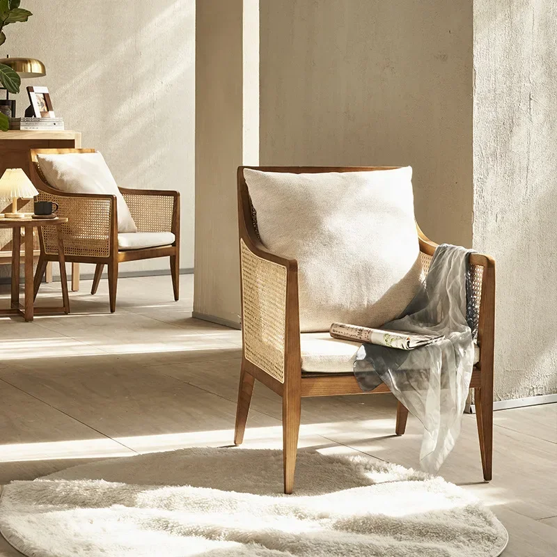 Sofa chair balcony table and rattan chair coffee table combination bedroom simple wind rattan leisure