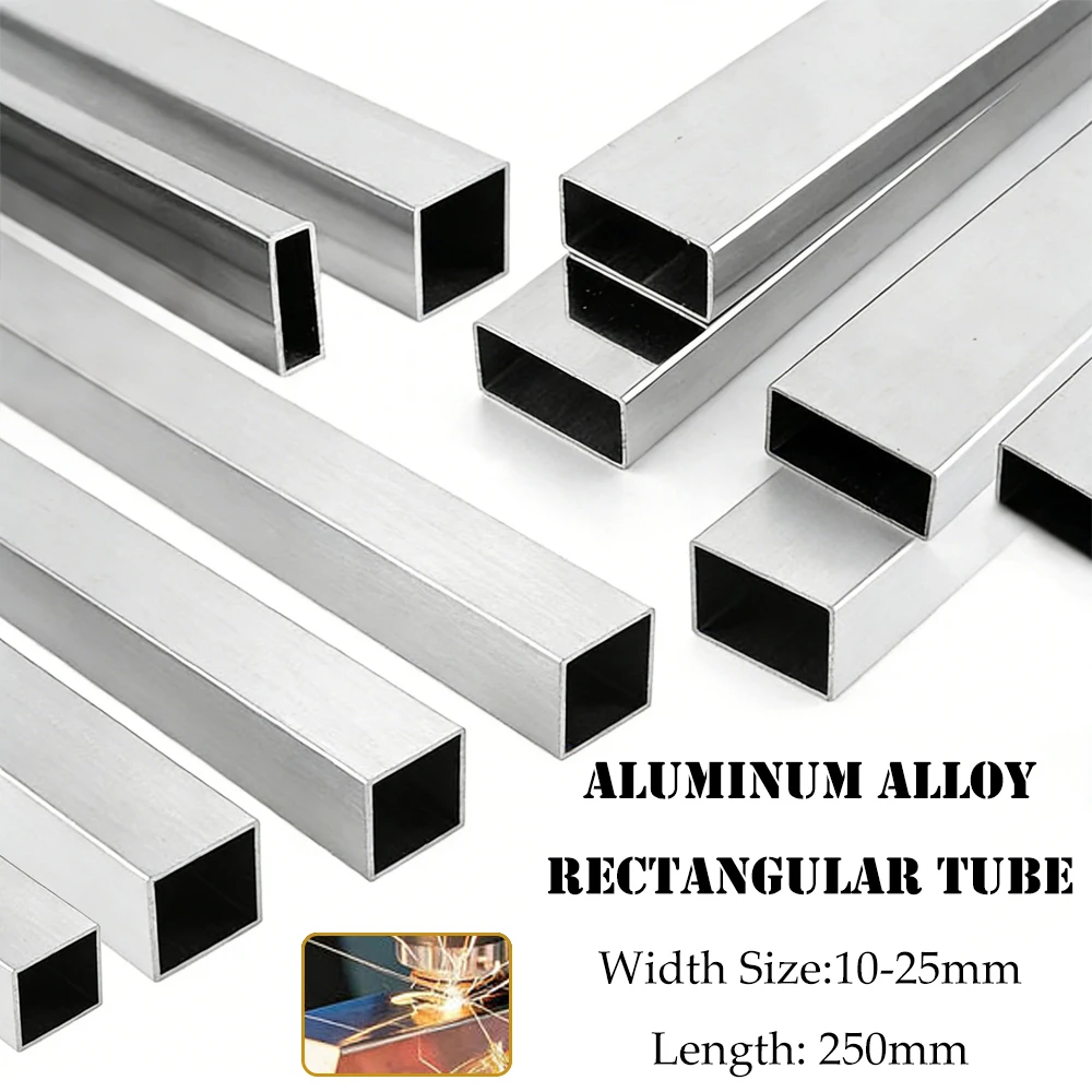 

1 шт. алюминиевая квадратная труба 6063, варианты ширины 10-25 мм, толщина стенки 1 мм, длина 250 мм, для DIY, декоративного и промышленного использования