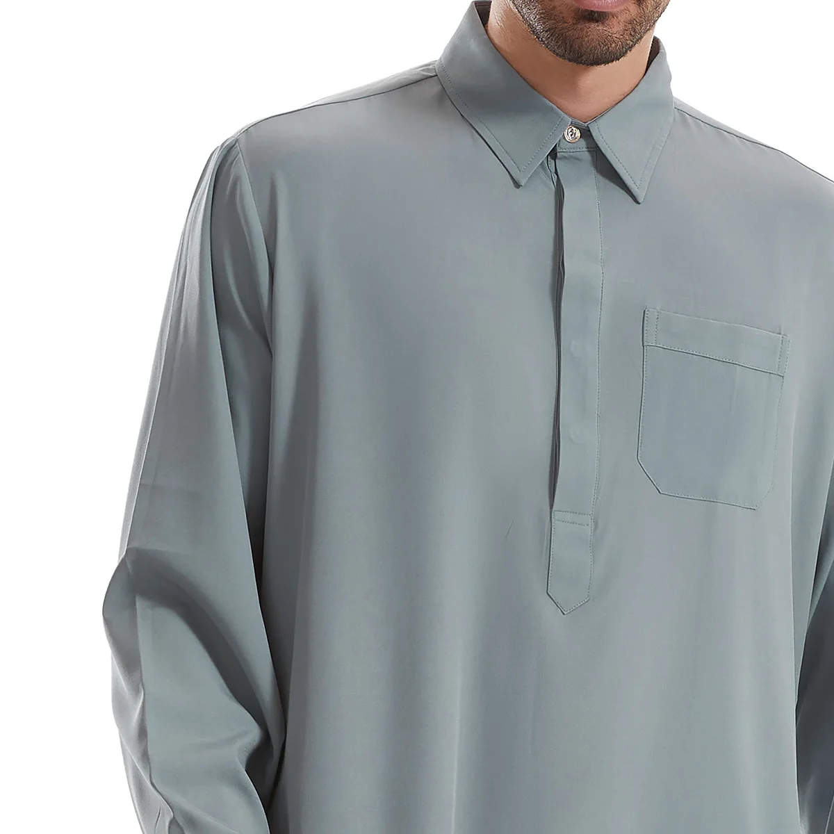 Uomo Jubba Thobe Abito camicia lunga da uomo Eid Musulmano 2025 Ramadan Abito con risvolto Saudi Musulman Wear Abaya Caftano Dubai Abito arabo