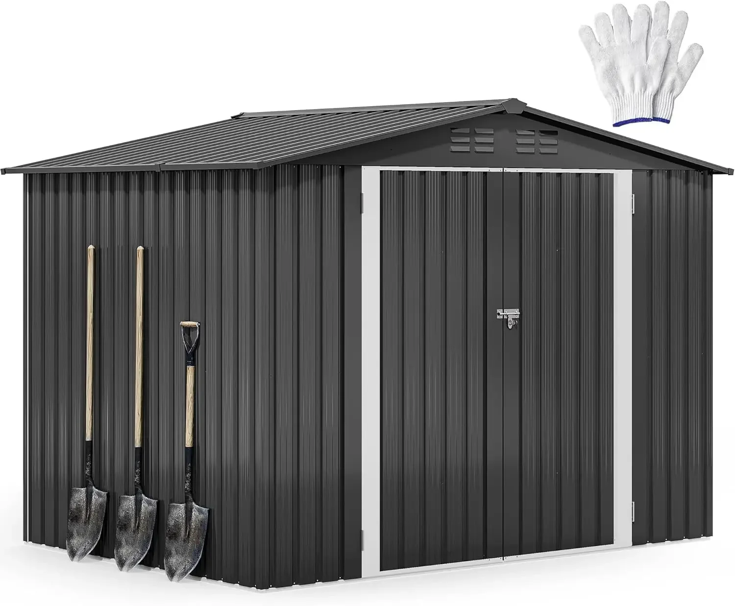 

DWVO 8'x6' Large Metal Outdoor Storage Shed, Heavy Duty Tool Storage Sheds for Backyard Patio Lawn - Ideal for Bicycles, Garden