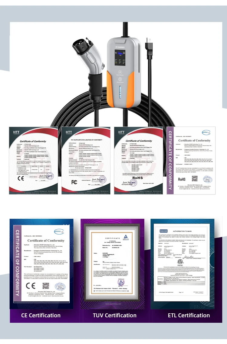 Sukflow EV Carregador Portátil Tipo 1 7KW Corrente Ajustável 16/24/32A SAE J1772 Caixa de Parede Padrão para Carro Veículo Elétrico