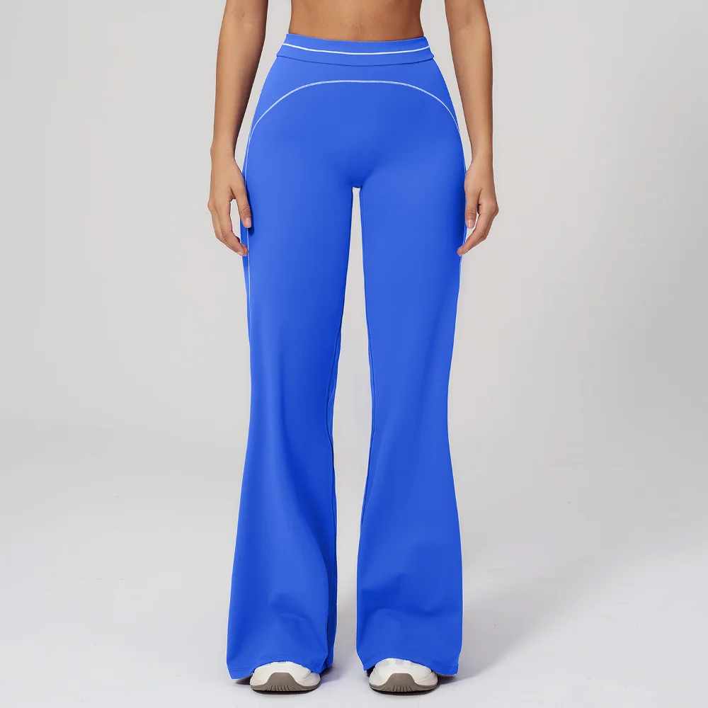 

Женские широкие брюки с цветными вставками, брюки для йоги с высокой талией, дышащие свободные спортивные брюки, прямые брюки для отдыха на открытом воздухе