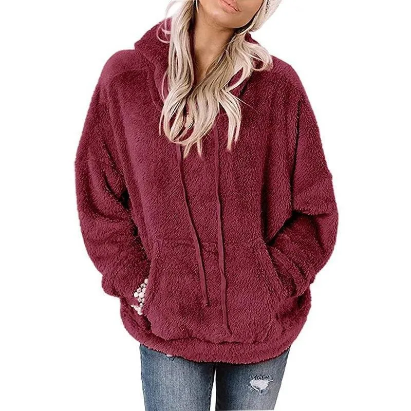 Fleece Sweatshirts Women Autumn Winter Plush Warm Fluffy Hoodies Loose Hoodie Tops Long Sleeve Harajuku Femele Sherpa Pullovers