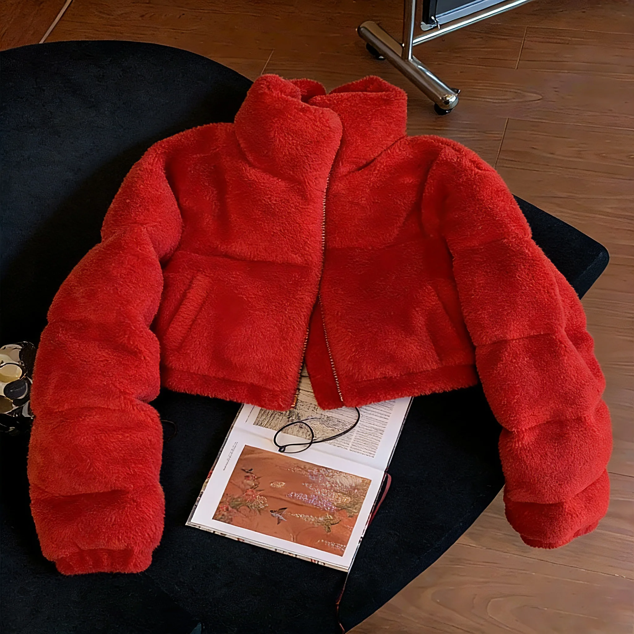 

Faionable Stand Collar Red Cotton Jaet Men's Warm Casual ort Sle All Match Autumn Winter Small Size Men's Top