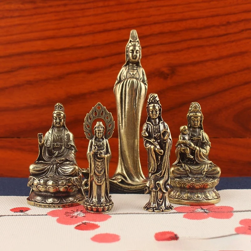 Guanyin-Statue, Heimdekoration, Figur, Buddha-Statue, Ornamente, Buddhismus, Tempel, Geschenke, Guanyin, kleine Bronzeware, Metallhandwerk – Detail 1