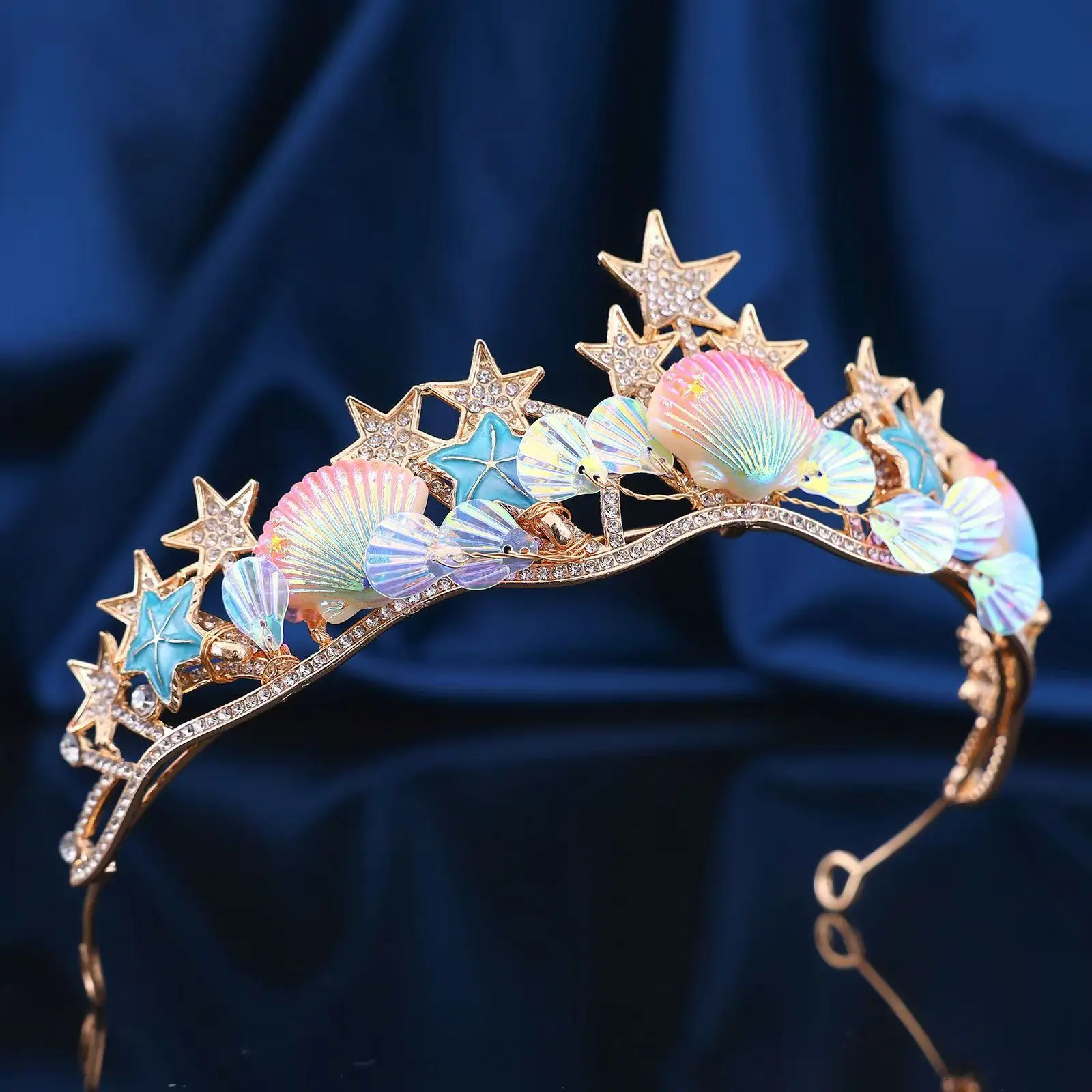 Mermaid Crown Halloween Costume Ocean Style with Seashell & Starfish Hair Accessories Tiara for Women Girls Birthday Party