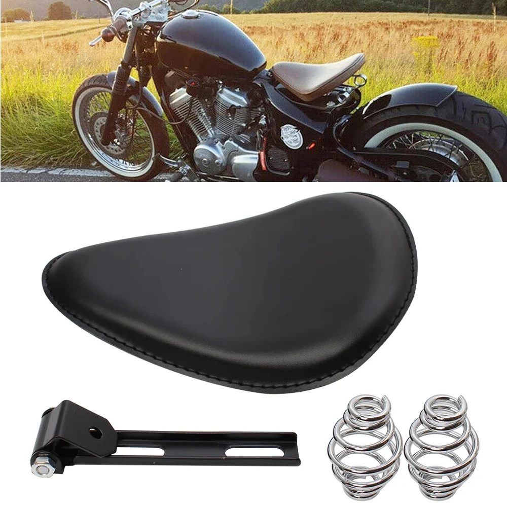 

Motorcycle Black Spring Solo Seat + 3" Spring Mount Bracket Kit For Harley 48 Sportster XL883 1200 Bobber Chopper