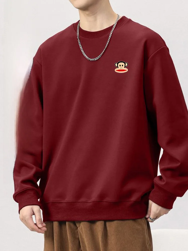 

Мужская толстовка с капюшоном, винно-красная, из овечьего вельвета, утепленная, зимняя, с принтом знака зодиака, повседневная, с длинным рукавом, круглым вырезом, свитер