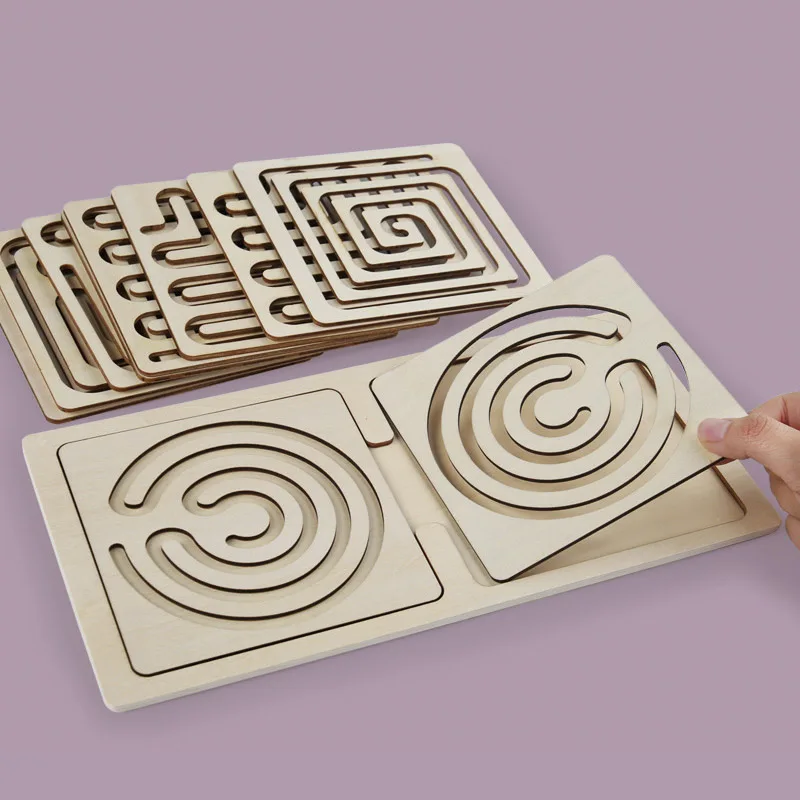 Bambini Sinistra Destra Cervello Puzzle Penna Movimento Traiettoria Controllo Formazione Mano Coordinazione cerebrale Bambini Giocattoli educativi in legno