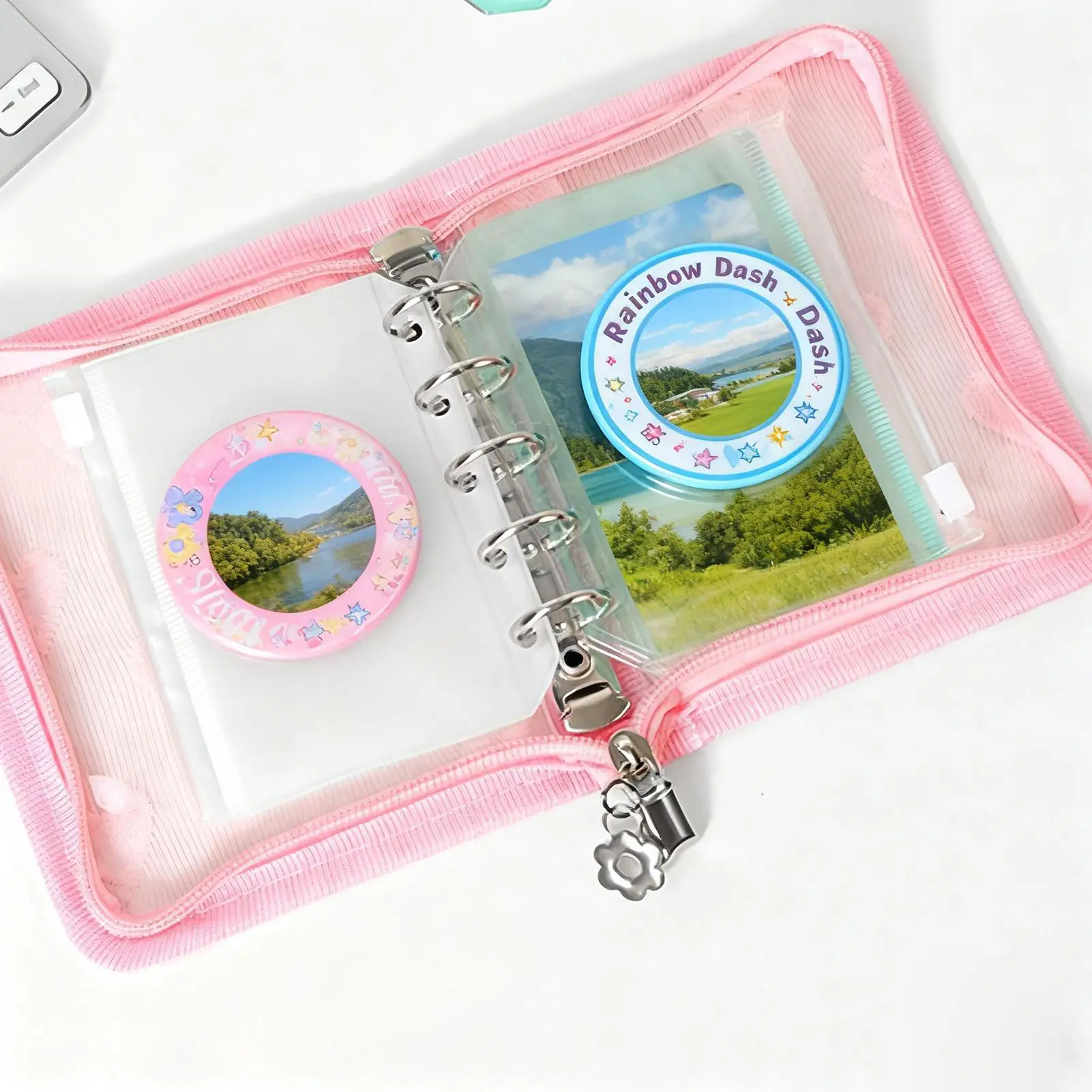 Clear Page Protectors 10 Pieces 5-Ring M5 Zipper Receipt Sleeves Binder Card Sleeves For Professionals Travelers Artists